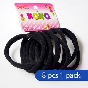 12Pack Black Hair Ties Band Rope Seamless Thick